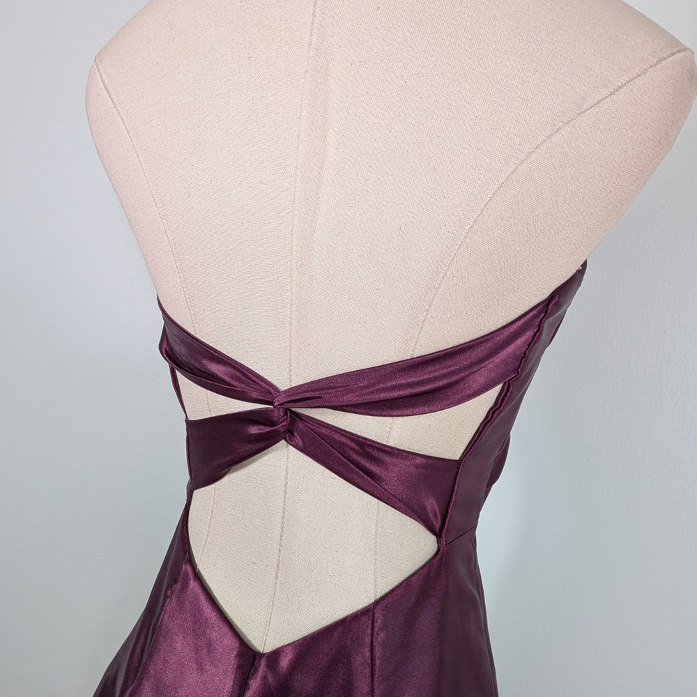 Vintage McClintock Prom Dress Mini Gown 4 Purple Y2K Strappy Ruffle Glam Hoco - Picture 7 of 11